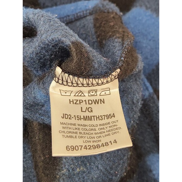 Wrangler Overshirt Men's L Blue Long Sleeve Button Fleece Buffalo Plaid Workwear - Picture 5 of 6